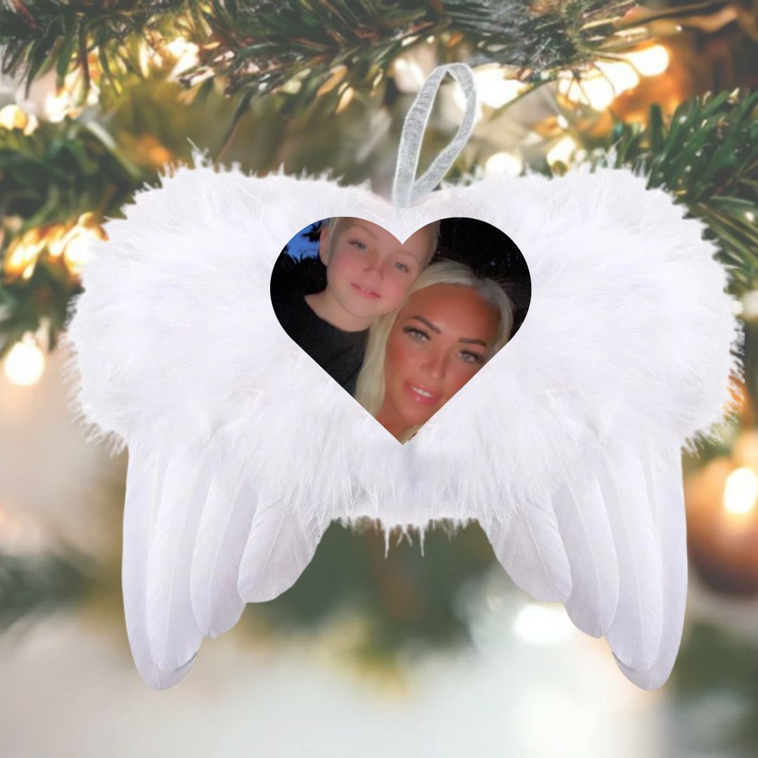 Custom Photo Feathered Angel Wings Hanging Decoration