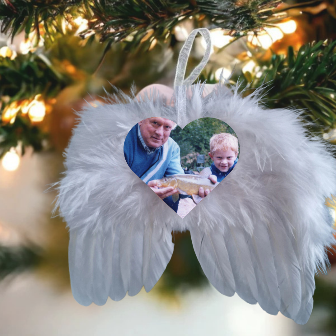 Custom Photo Feathered Angel Wings Hanging Decoration