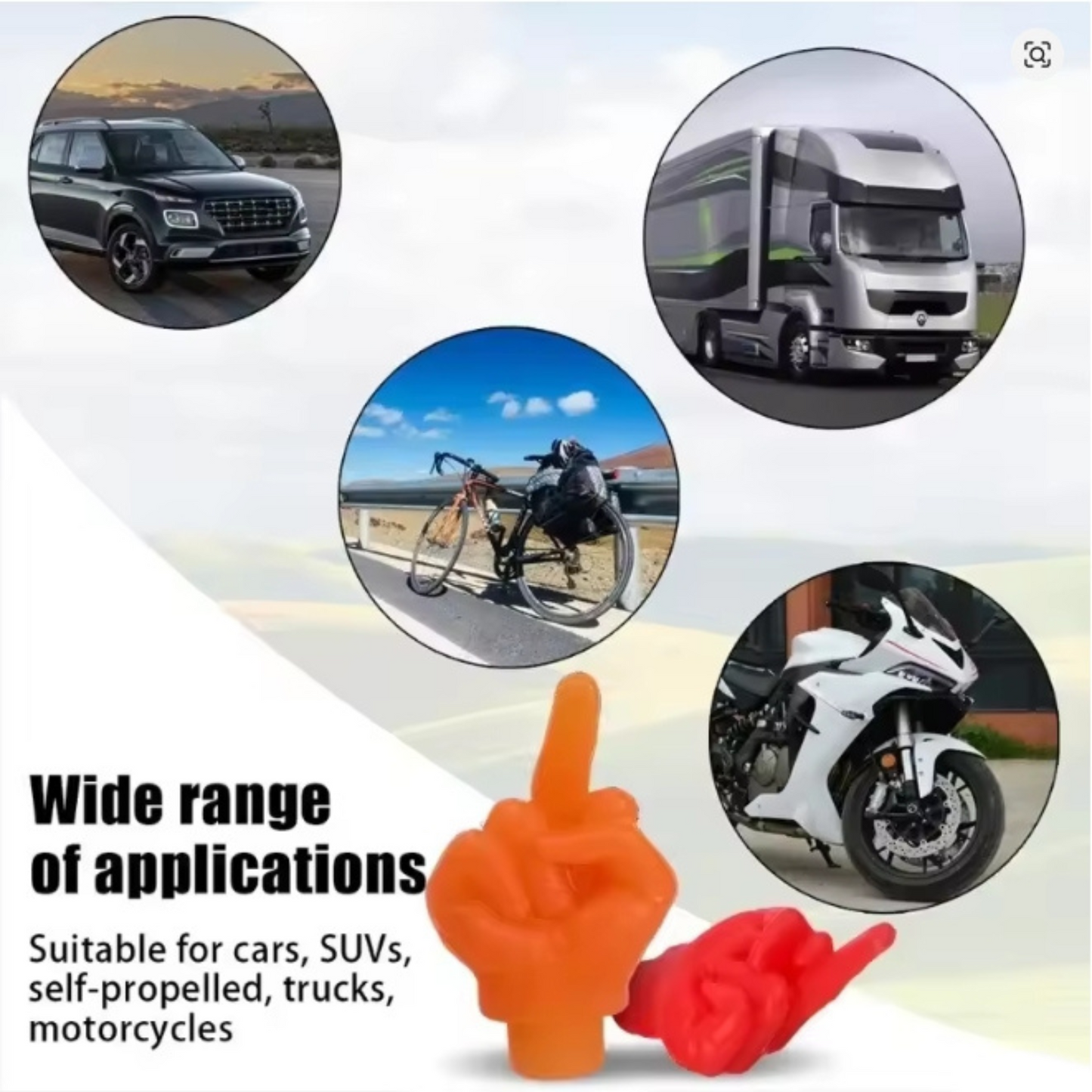 Middle Finger Tire Valve Dust Caps - Cheeky Car Bike Accessory