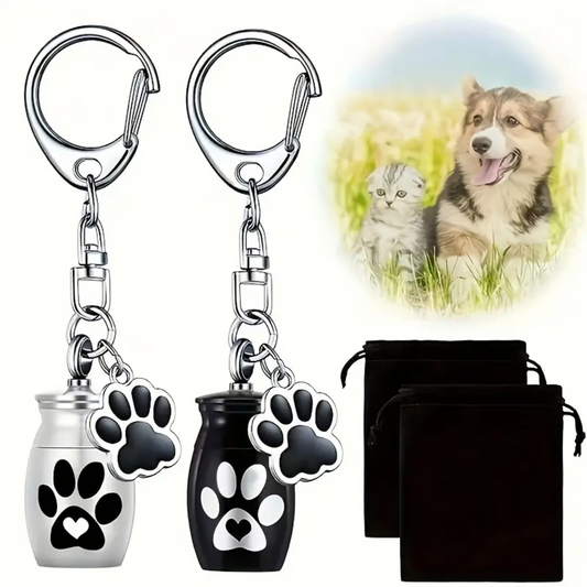 Pet Paw Print Keyring Memorial Urn Keepsake