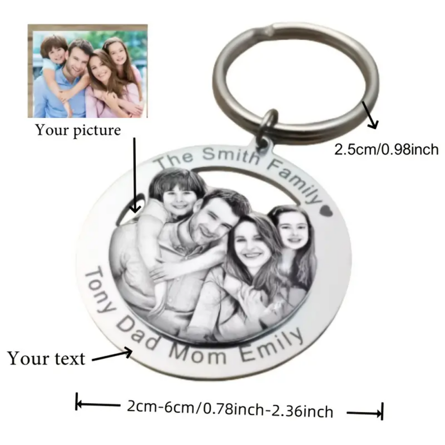Custom Photo & Engraved Name Key Ring