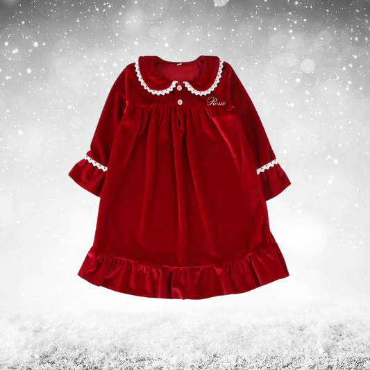 Girl's Personalised Embroidery Luxury Cotton Velour Nightie