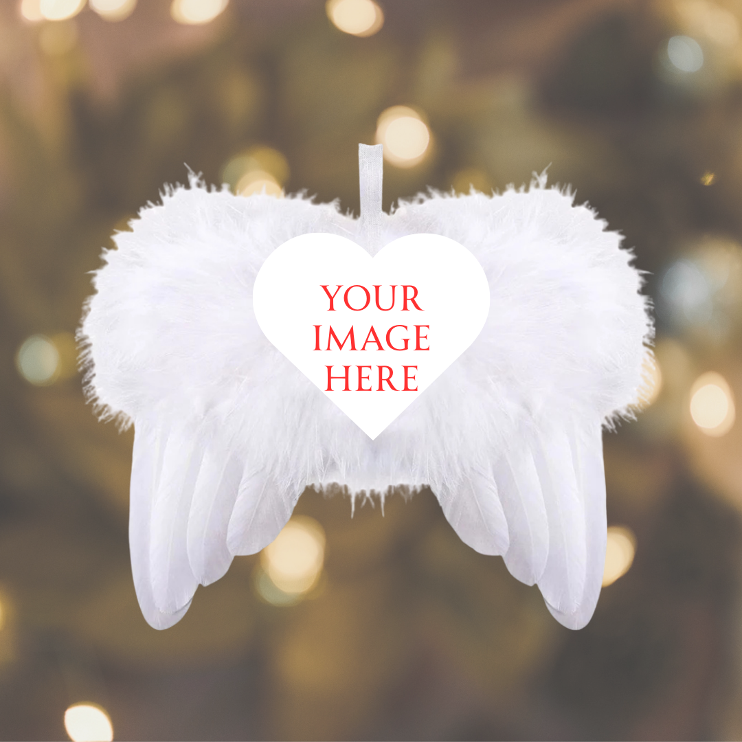 Custom Photo Feathered Angel Wings Hanging Decoration