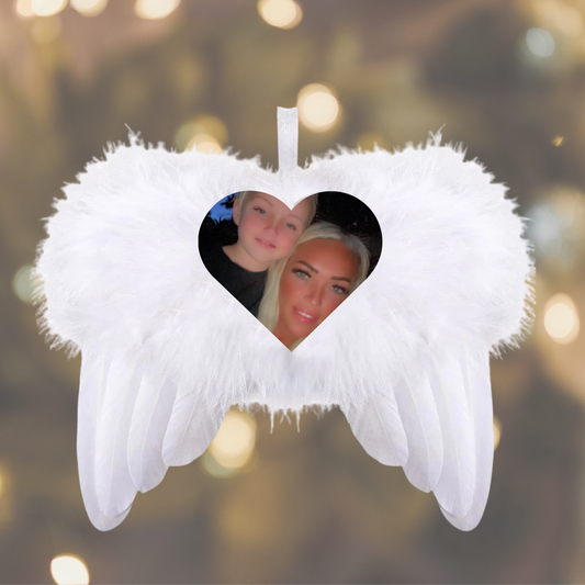 Custom Photo Feathered Angel Wings Hanging Decoration