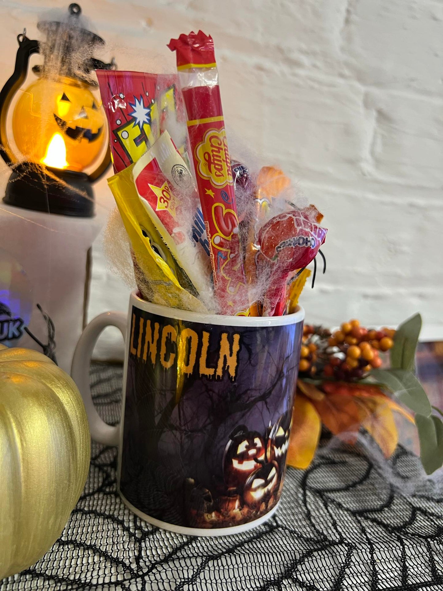 Personalised Halloween Mug Gift Set - Custom Name & Sweet Treats