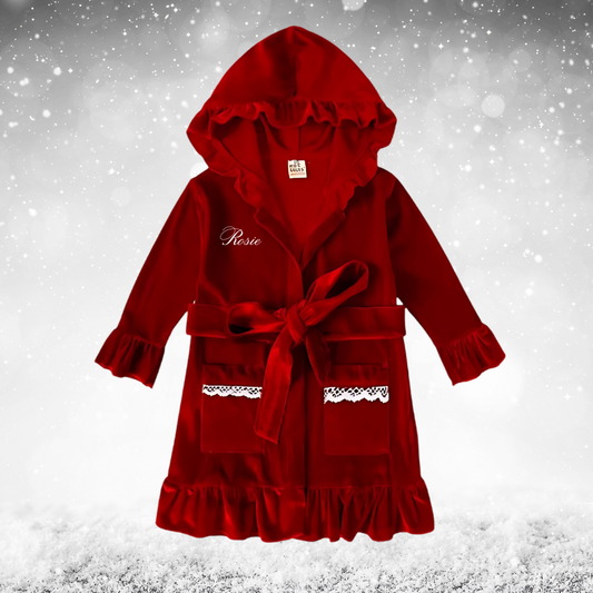 Girl's Personalised Embroidery Luxury Cotton Velour Dressing Gown