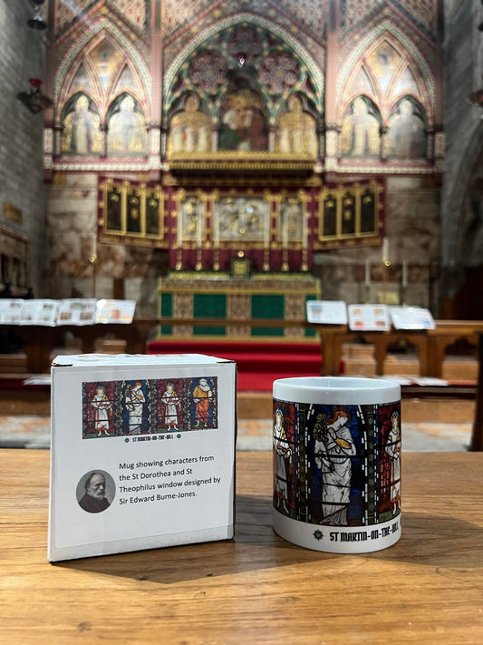 Mug featuring characters from the St. Dorothea and St. Theophilus