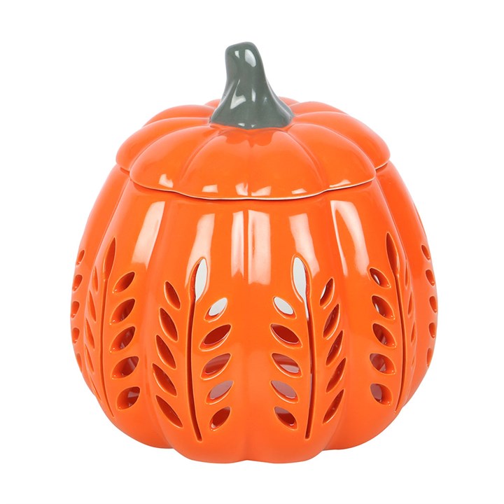 Cream Leaf Cut Out Pumpkin Oil Burner and Wax Warmer