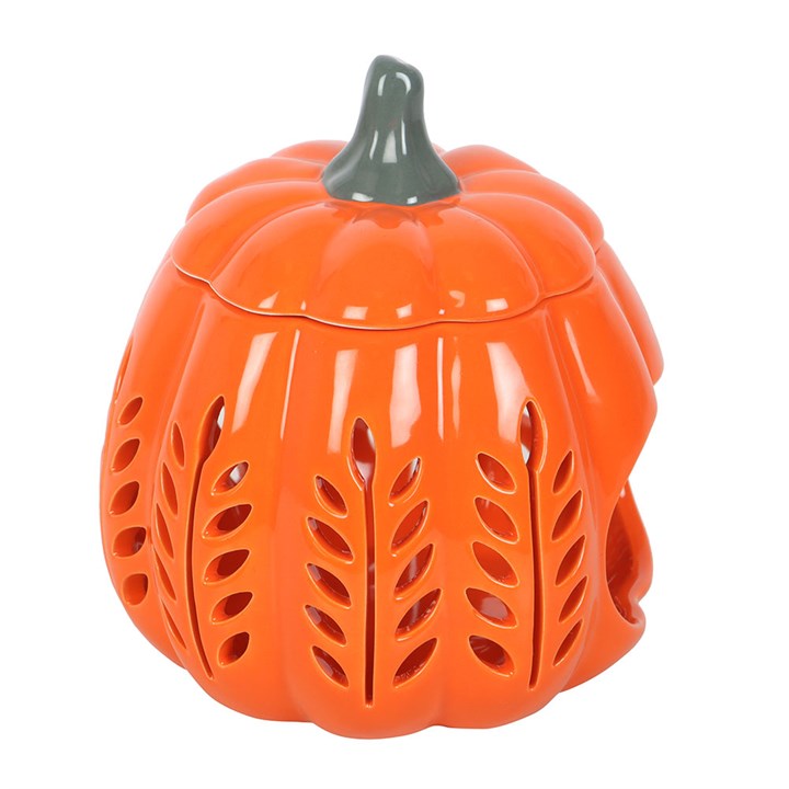 Cream Leaf Cut Out Pumpkin Oil Burner and Wax Warmer