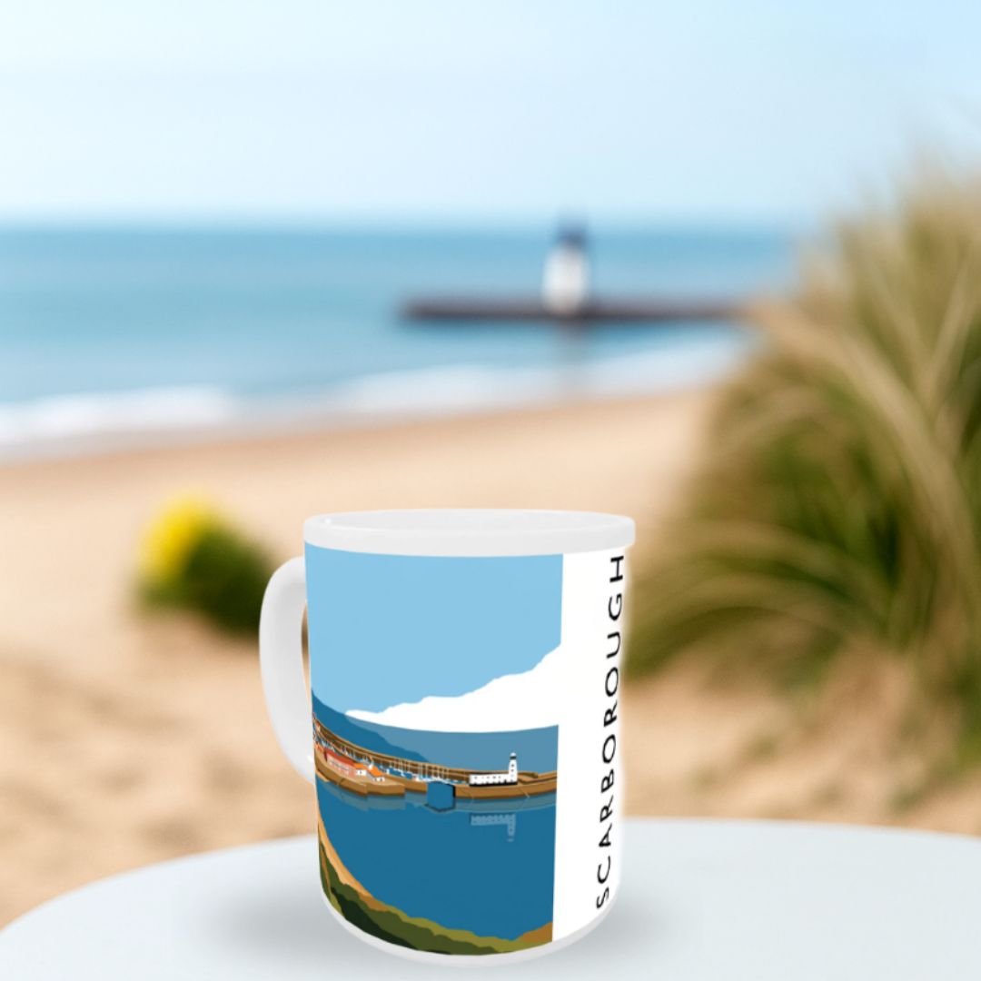 Scarborough 10oz Premium Mug – 1950s Travel Poster Design