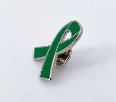 Green Ribbon Pin Badge - Mental Health Awareness Support