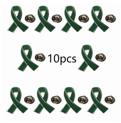Green Ribbon Pin Badge - Mental Health Awareness Support