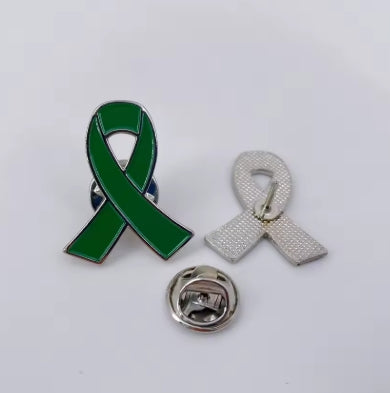Green Ribbon Pin Badge - Mental Health Awareness Support