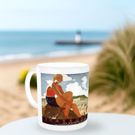 Scarborough Beach Mug – LNER Vintage Travel Poster by Andrew Johnson
