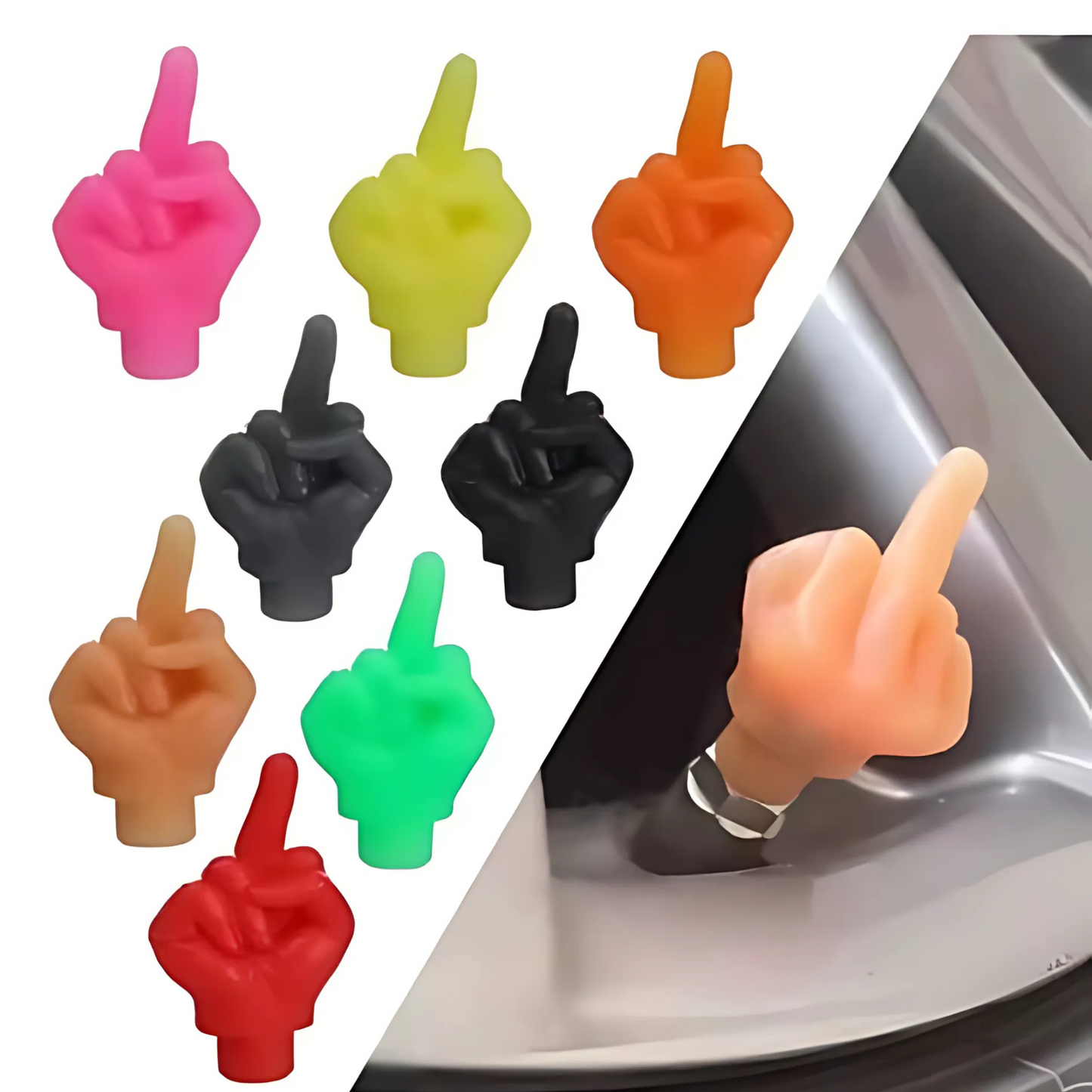 Middle Finger Tire Valve Dust Caps - Cheeky Car Bike Accessory